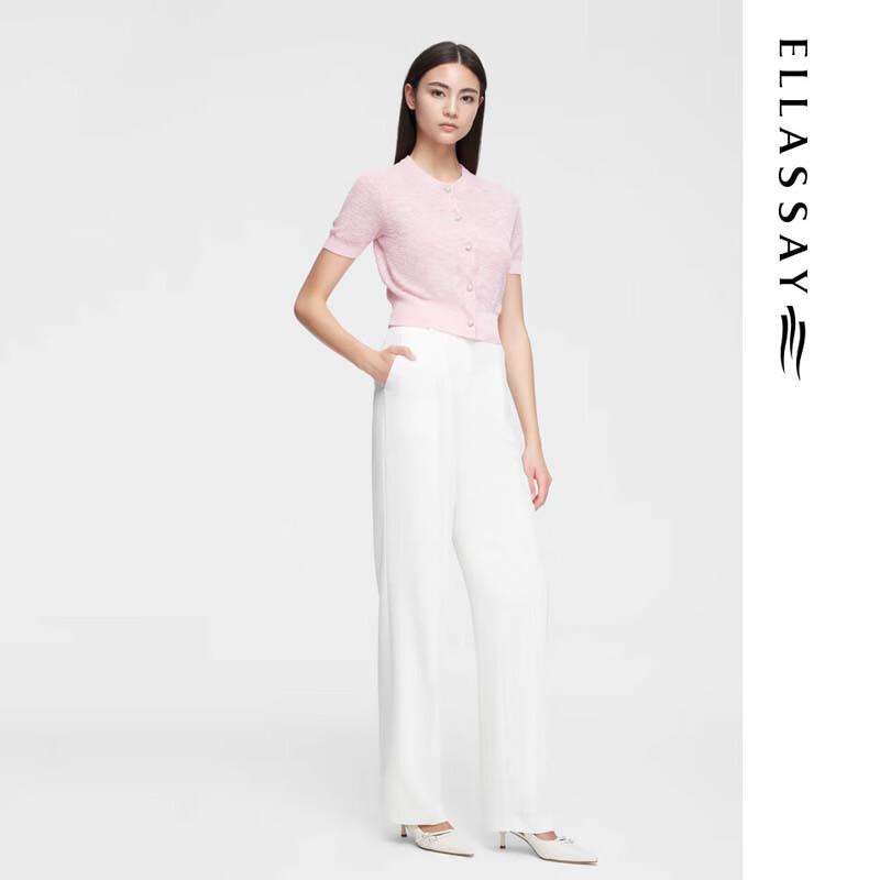 ELLASSAY Women's Elegant Jacquard Pearl Button Knit Top