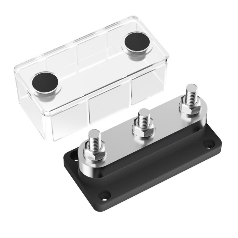3/8" 3 Stud Power Distribution Block,Bus Bar with Cover ,High Current Wiring Stud for Marine Boats Automobiles