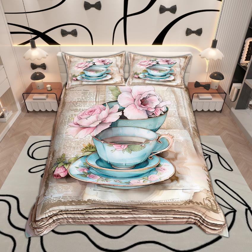 

Homewish Vintage Floral Duvet Cover Set for Girls, Watercolor Oil Painting Flower Bedding, Retro Blossom Bed Set 2pcs/3pcs DE XS 100x135cm 2pcs&set