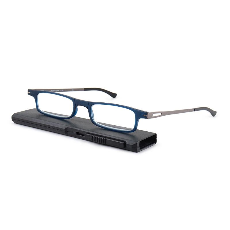 TR Metal Anti Blue Light Reading Glasses Lightweight Push Pull Case Presbyopia Glasses Accessories Easy To Carry