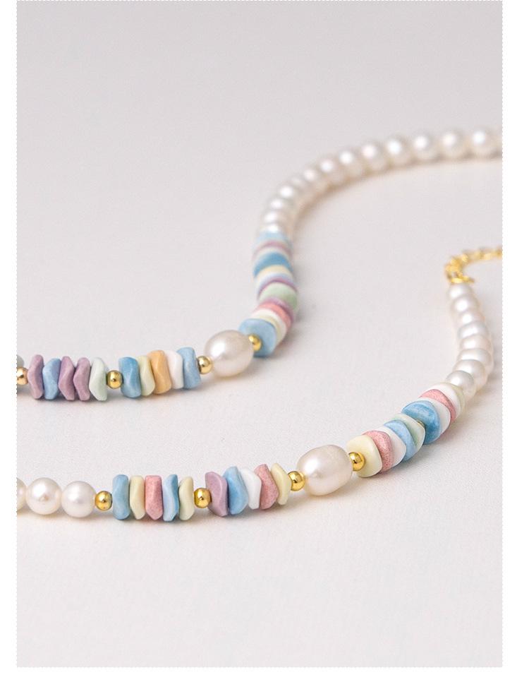 Rainbow Stone Pearl Necklace & Bracelet Set: High-End European Seaside Style for Women
