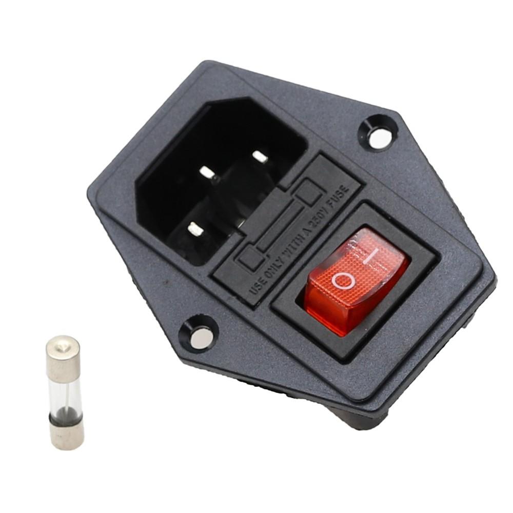 

250 В 10 А IEC320 C14 Монтажная вилка 3-контактная панельная розетка с предохранителем-выключателем Red