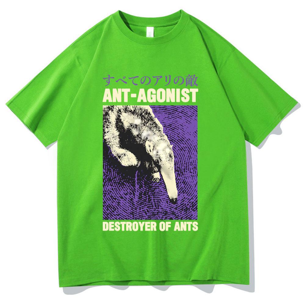 Ant Agonist Destroyer of Ants Tshirt Funny Meme Japanese Anteater Print Tshirt Men Women Casual Oversized Crewneck Short Sleeve