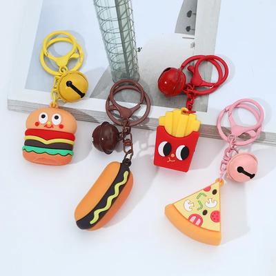 1/3/5 STKS Schattige Hamburger Frietjes Sleutelhanger Cartoon Voedsel Bedel Sleutelhanger Grappige Auto Decoratie Tas Hanger Cadeau voor Kinderen Feestartikelen