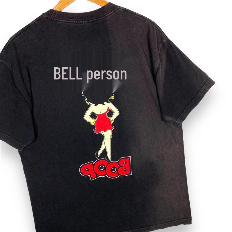 

Vintage Betty Boop Heavyweight Loose-fit Retro Anime T-shirt M чёрный