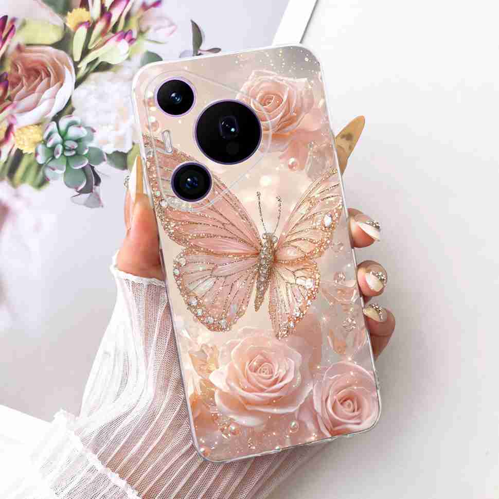 For Huawei Pura 70 Pro HBN-LX9 Case Luxurious Pattern Butterfly TPU Back Cover For Pura 70Pro+ 70 Pro Plus HBN-AL10 Phone Shell