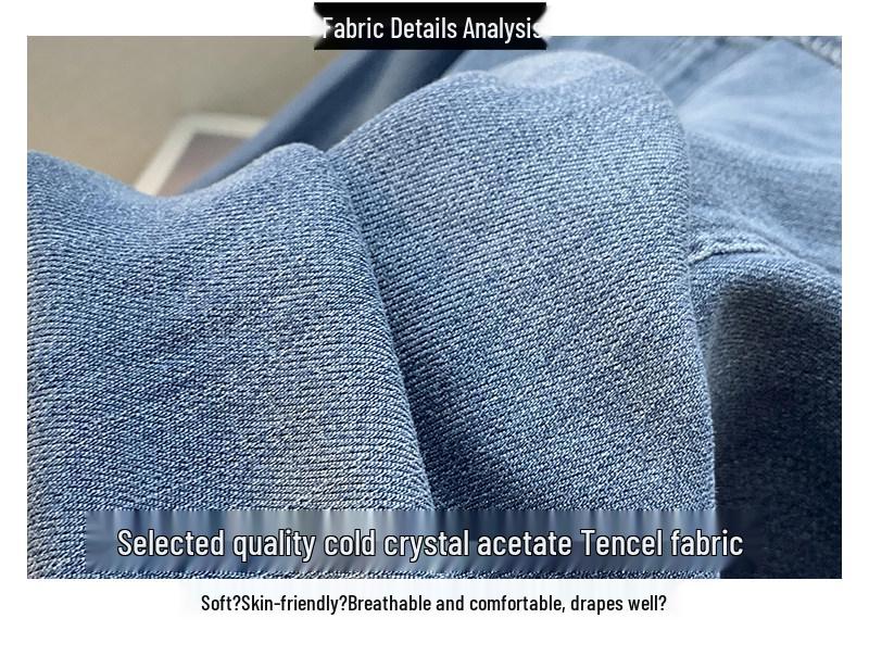 Women's Spring High-End Acetate Denim Long Sleeve Slim Fit Shirt