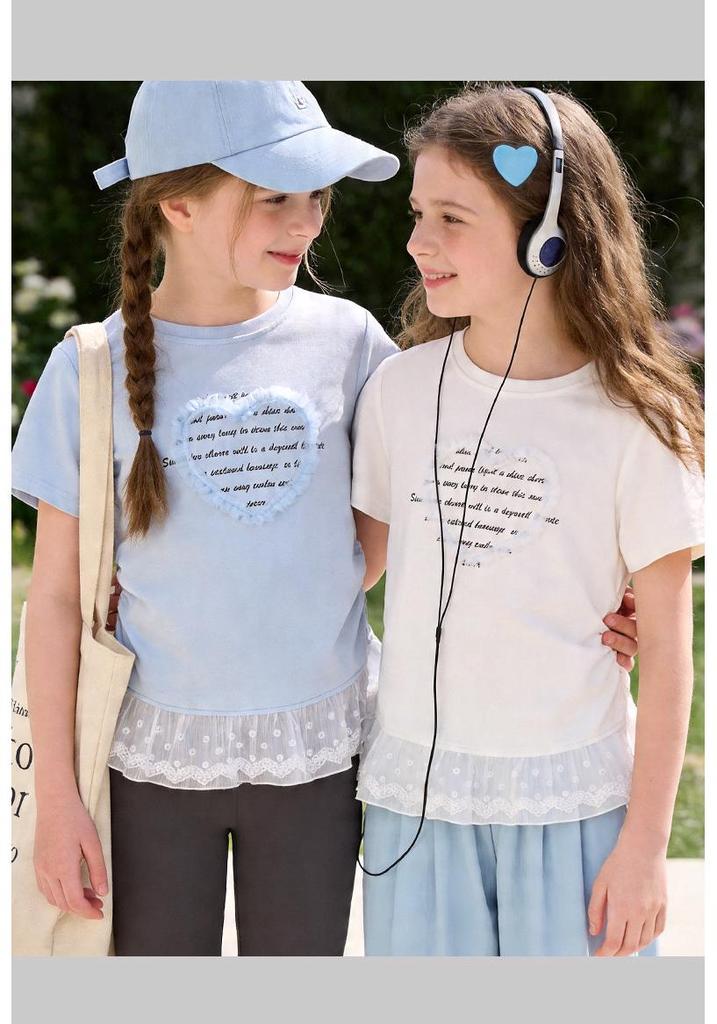 Girls' 2026 Summer Short-Sleeve T-Shirt - Fashionable, Stylish & Lightweight Top for Big Kids & Teens