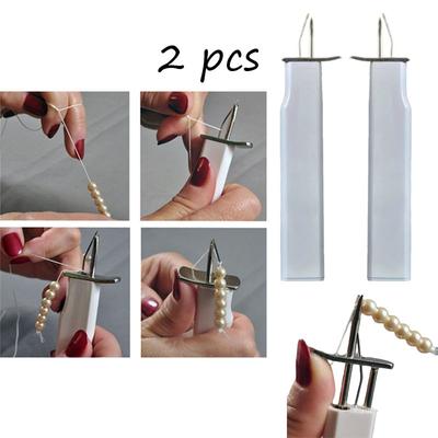 2 Piezas Herramientas DIY Herramienta para Enlazar Nudos de Cuentas Ensartar Cuentas Sueltas Dispersas Enlazador de Nudos para Hilo de Cuentas Pulsera de Perlas Joyería Accesorio Rápido para Hacer Nudos