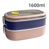 Double Layer Lunch Box Portable Microwave Bento Box Large Capacity Leakproof Food Container with Cutlery Set for Back To School