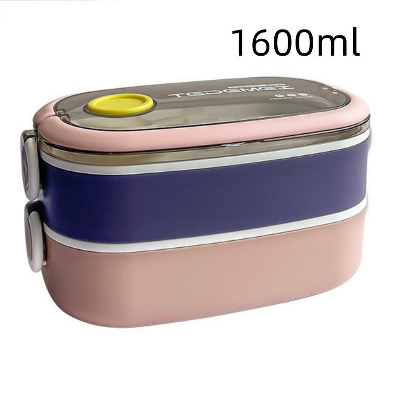 Double Layer Lunch Box Portable Microwave Bento Box Large Capacity Leakproof Food Container with Cutlery Set for Back To School