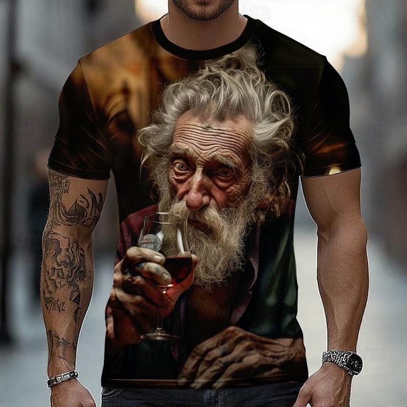 

3D Printed Funny Old Man Fishing T-Shirt For Men Humor Graphic Short Sleeve Tees Summer Casual Personality Tops O-Neck T Shirts M