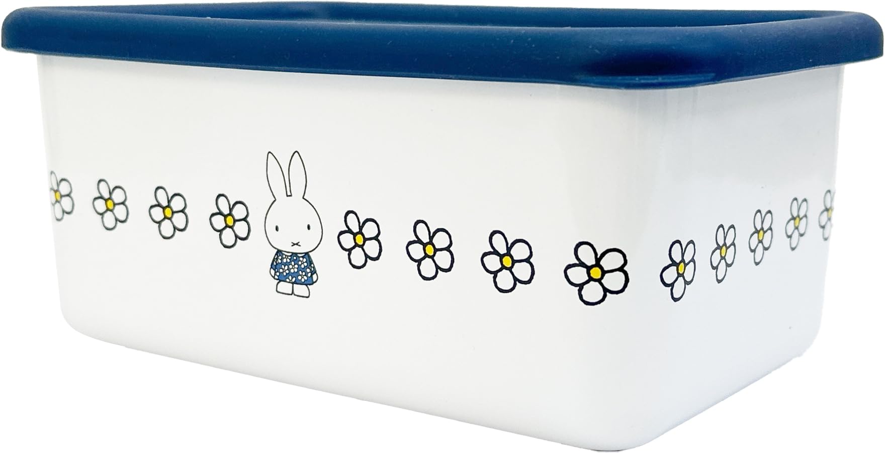 

Fuji Enamel Miffy Blue Flower Deep Rectangular Medium Container, Size, 1.2L, Refrigerator-Safe
