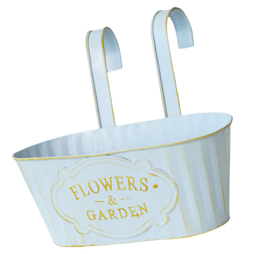 Privacy Fence Pot Hanging Flower Pots Gardening Supplies Metal Iron Hanging Planter Railing Pot Artificial Plant