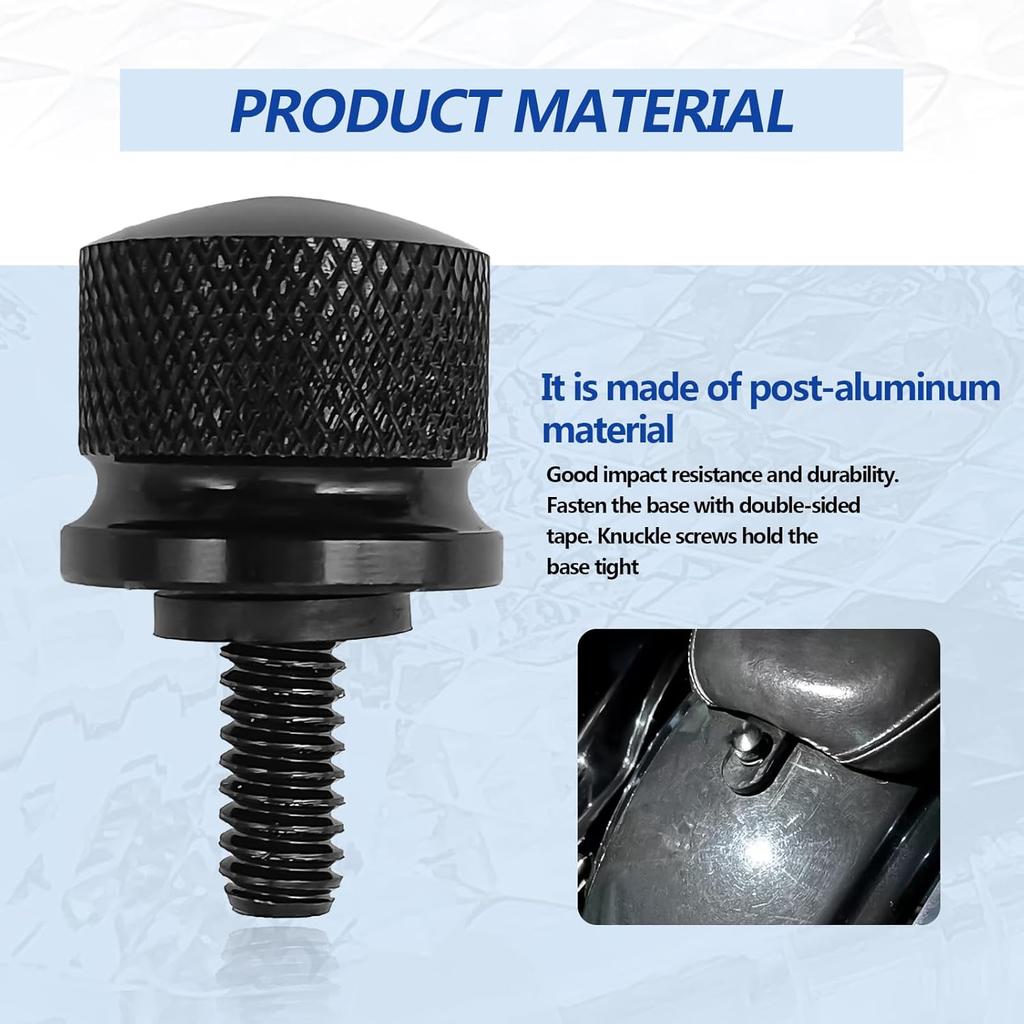 Motorcycle Aluminium Seat Bolt Tab Screw Mount Knob Cover Compatible with Harley Davidson 1996-2024, Black