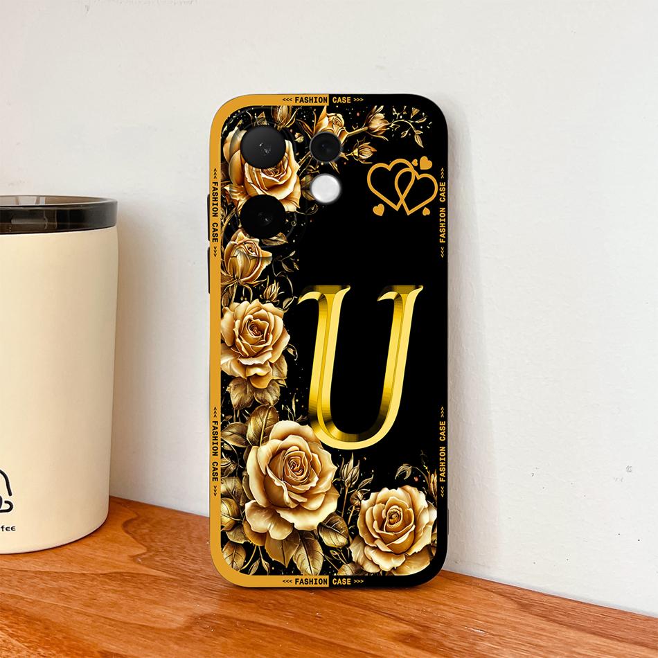 For Vivo V60 Lite 5G Phone Case Fashion Rose Letters Soft Liquid Silicone Housing For Vivo V 60 Camera Coverage Anti Drop Shell