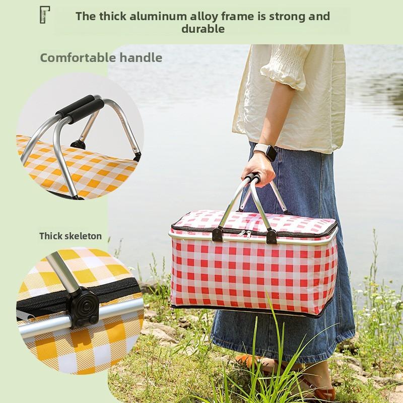 Outdoor Large Capacity Picnic Bag With Thick Aluminum Foil Food Insulation For Camping And Car Travel