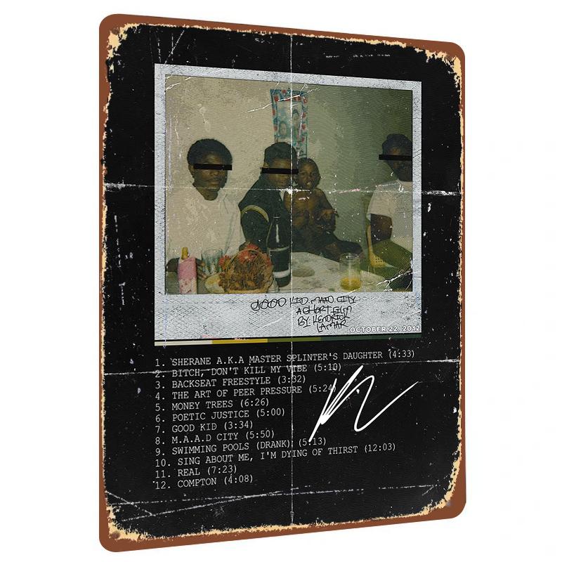 

Custom Hip Hop Album Cover Metal Tin Sign Music Theme Vintage Wall Art Decor for Home 20x30cm（7.8x11.8inch）