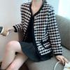 Spring Cardigan Coat Female 2026 Small Fragrance Houndstooth Imitation Mink Coat Short Loose Skinny Knitting Cardigan Female