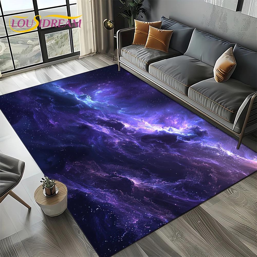Universe Space Stars Black Hole Galaxy Earth Milky Way Carpet Rug for Living Room Bedroom Sofa Decoration,Non-slip Floor Mat