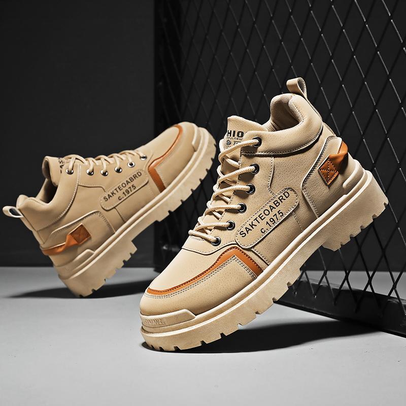 Nové trendy pánské podzimní zimní vycházkové pracovní boty Hithtop kožené skateboardové boty pro studenty ležérní martensky