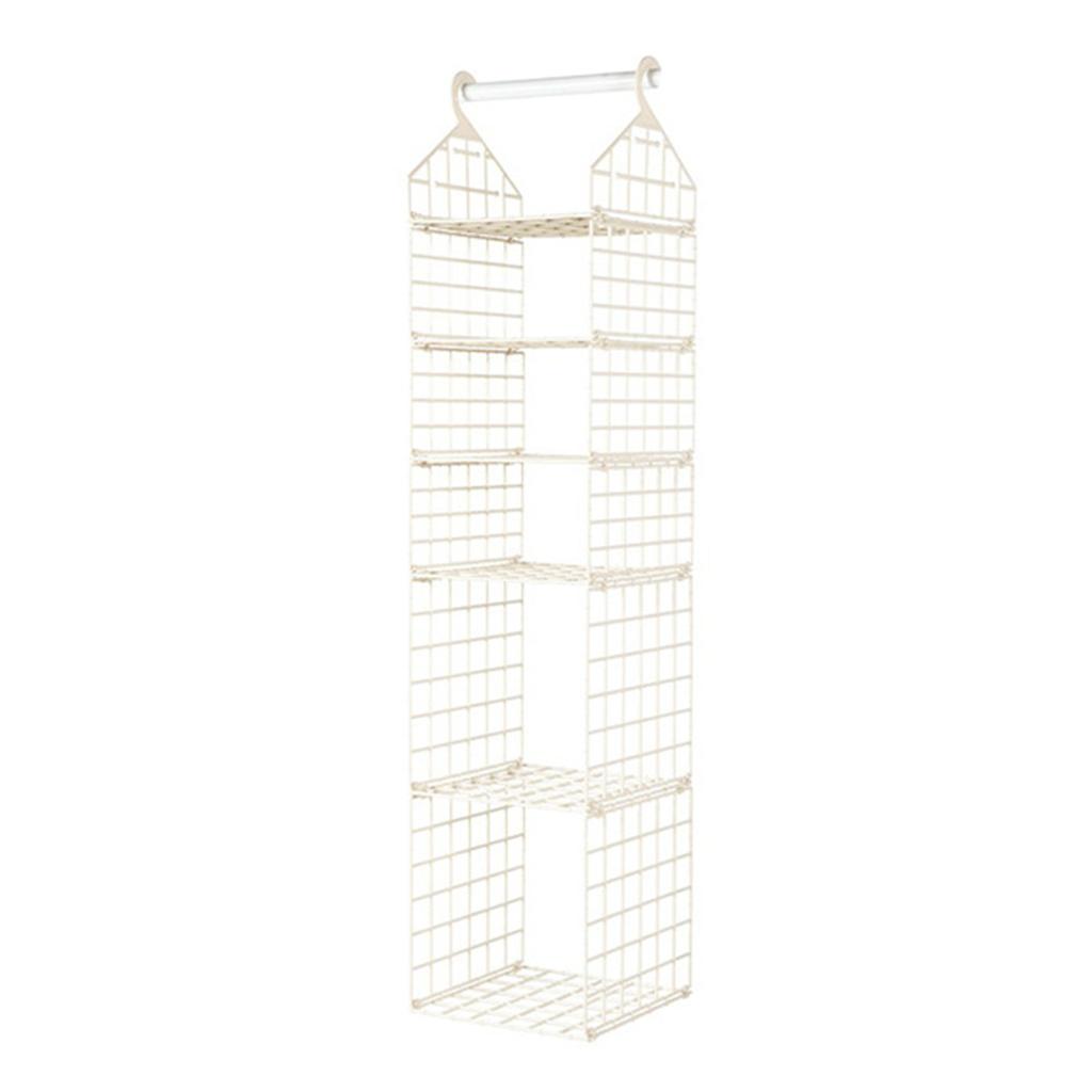 2/3/4/5 Tier Folding Closet Organization Shelves Multi-Purpose Checkered Clothes Rack For Home Bedroom