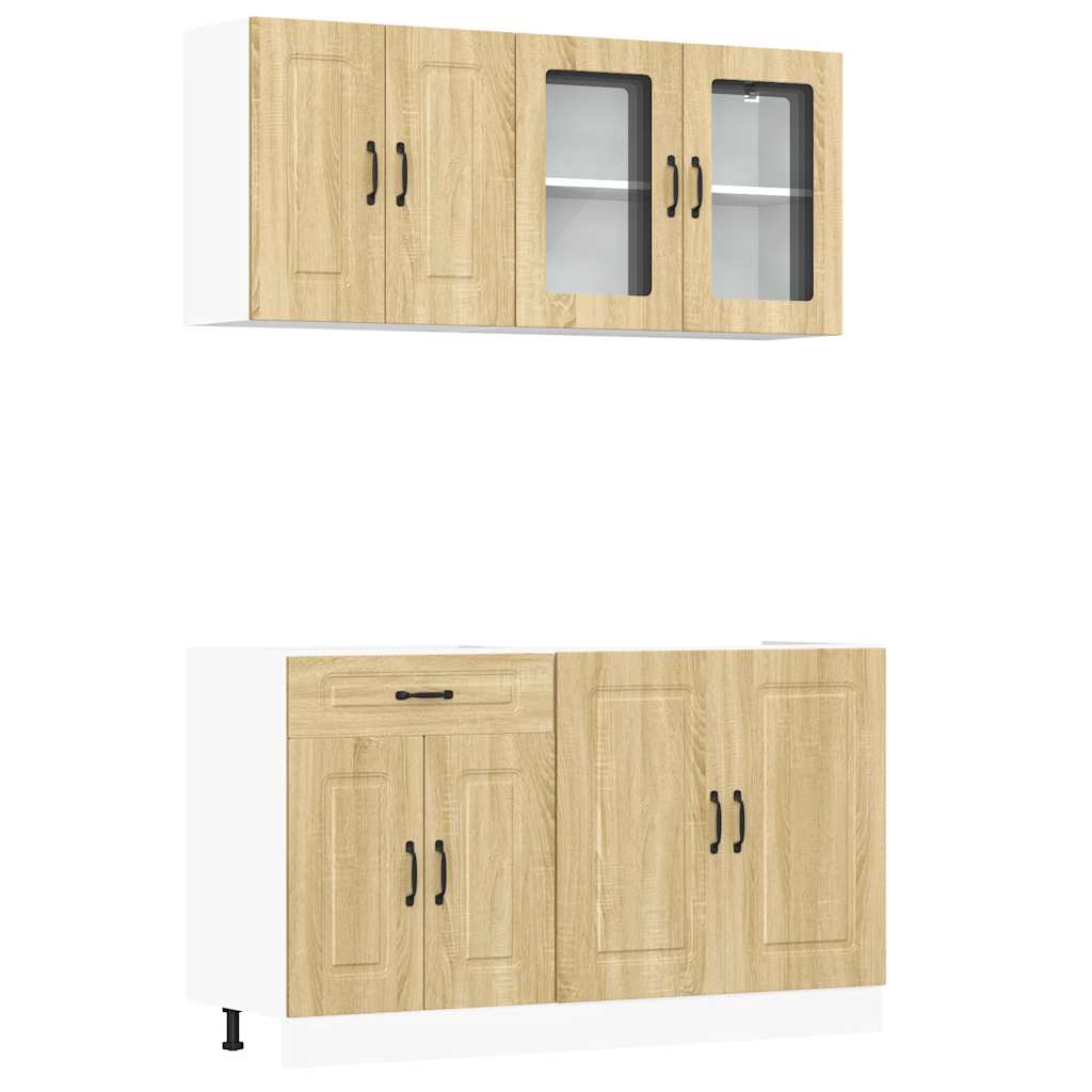4 Piece Kitchen Cabinet Set Kalmar Sonoma Oak Wood Based Panel
