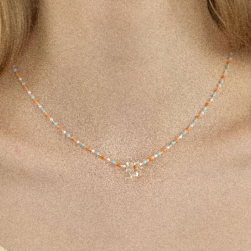 

ourhope Pure Daisy Color Line Necklace - Silver Silver_FREE