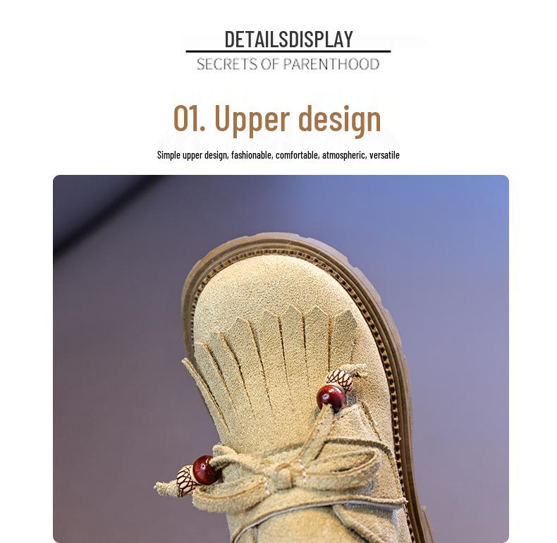 Girls' Tassel Birkenstock-Style Soft-Soled Velcro Loafers - Retro Leather Kids' Shoes (2025)