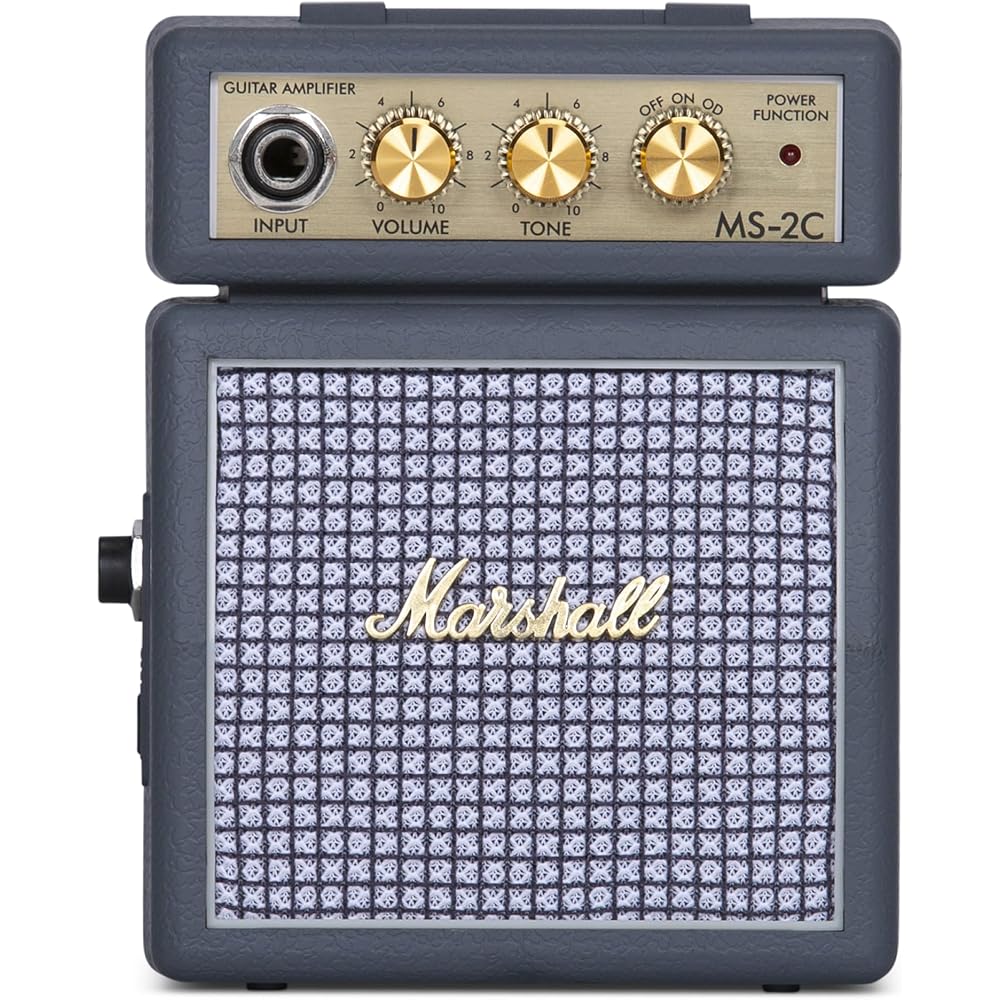 Marshall Mini Amp Classic Style MS-2C with Headphone Jack Compatible with Both Batteries and Adap...