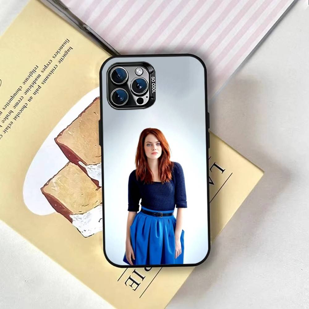 Emma Stone Phone Case For iPhone 17,16,15,14,13,12,11 Plus,Pro Max,XS,Colored Silver Plated Inside Cover