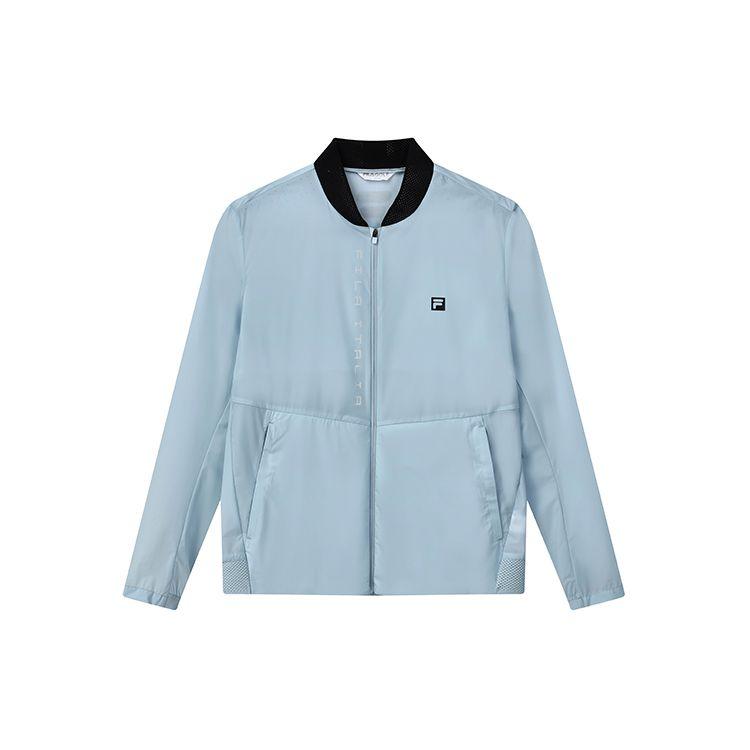 FILA Athletics Logo Knitted Stand Collar Fitted Jacket Men jackets Light-White Blue A11M135704F-LB L