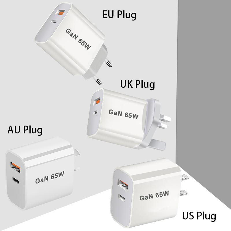 65W USB C Charger GaN Fast Charging Wall Charger For iPhone Samsung Xiaomi Quick Charge EU/US/AU/UK Plug Phone Charger Adapter