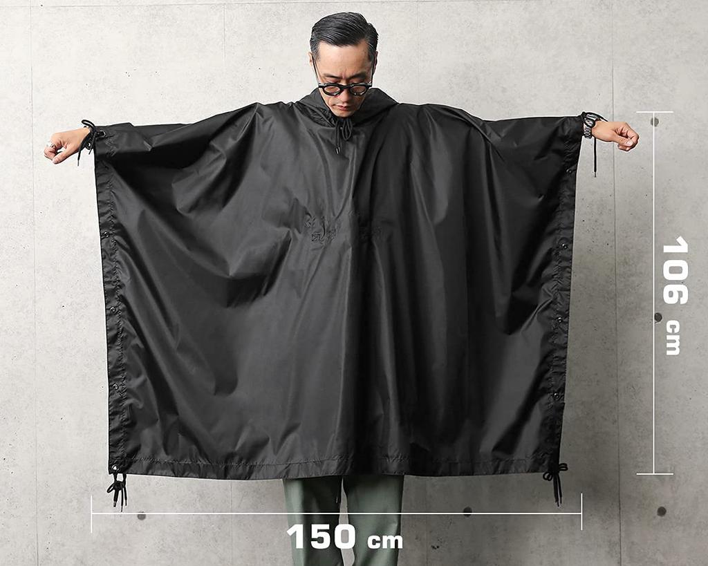 US Military Style Nylon Poncho Raincoat 2-Way (WOODLAND)