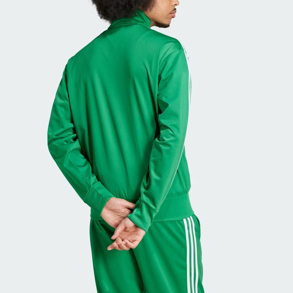 adidas Originals Adicolor Classics Firebird Laisvo kirpimo striukė su užtrauktuku ir apykakle, dryžuota, ilgomis rankovėmis, vyriška, žalia, balta JD0183