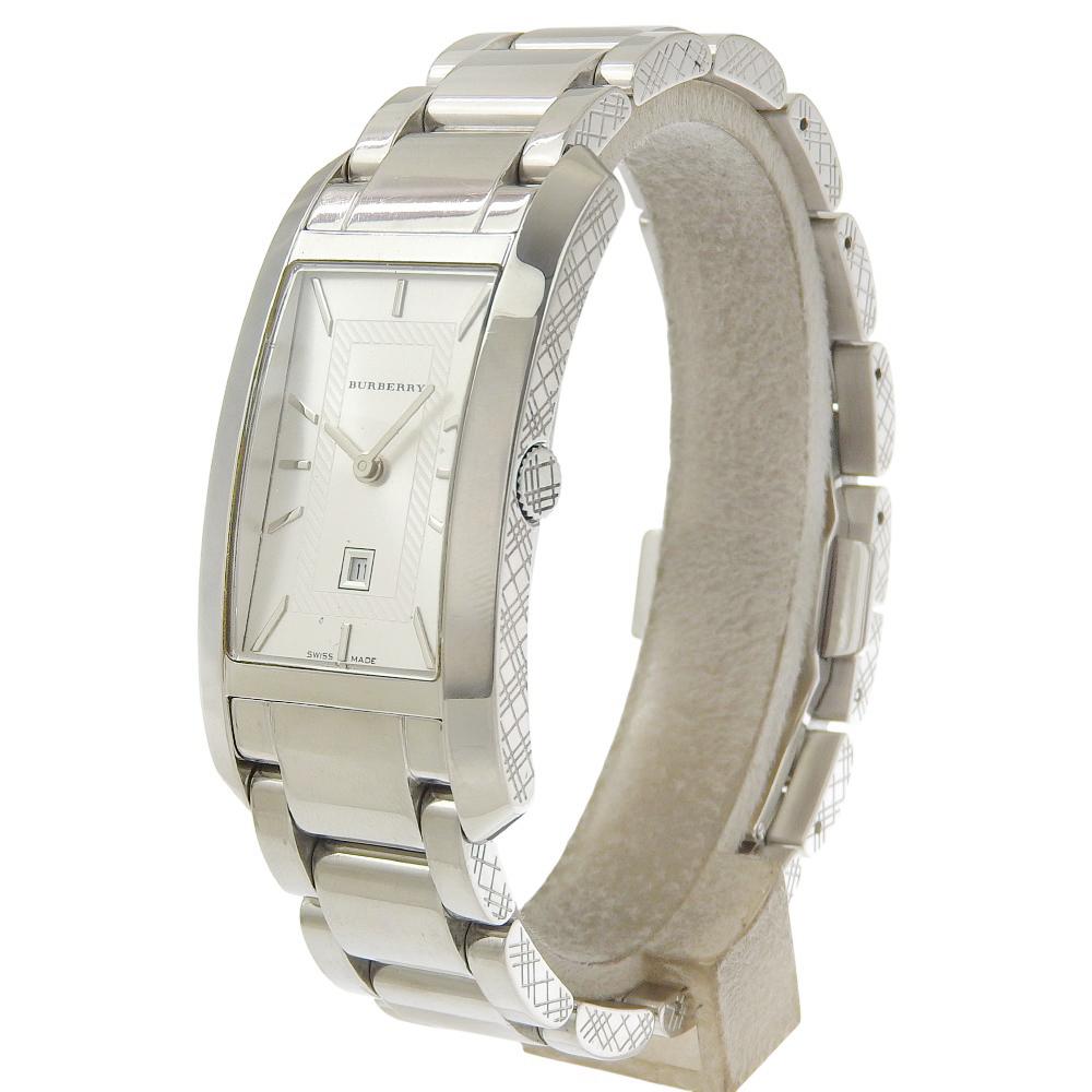 Burberry Watches BU1056 SilverDial Stainless Steel Quartz Analog Display Mens Used