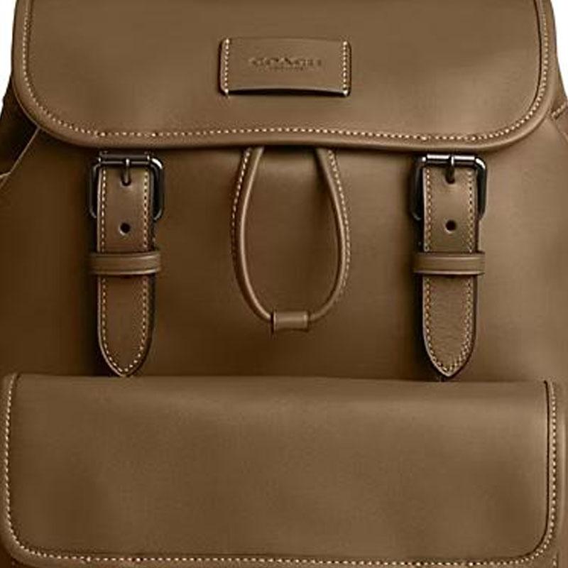 COACH Sprint 29 Logo Embossed Smooth Grained Leather Backpack Large Unisex Couple Brown Green