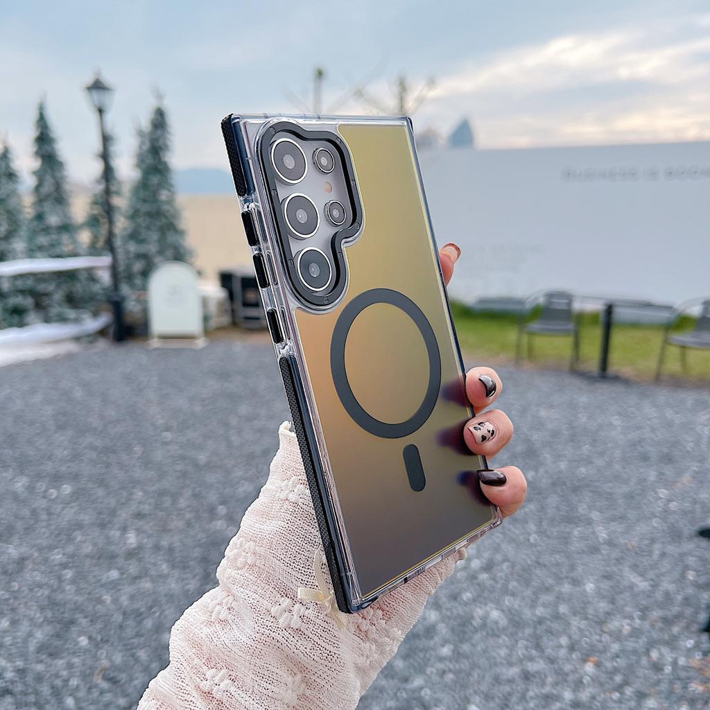 Two Color Xuncai Suitable for Samsung S25 Mobile Phone Case Colorful Hardware Lens Magnetic Absorption A54 A16A06A55 Ultra Proof Drop