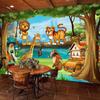 Beautiful Cartoon 3d Wall Murals Forest Animal World Photo Wallpaper For Children Room Frescoes