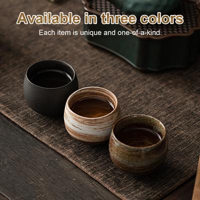 2pcs Japanese Tea Cup Handmade Rough Pottery Stoneware Tea Cup Antique Style Quiet Path Small Cup Bowl Teacup Drinkware 80ML