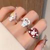 Super Cute Cartoon Cute Strawberry Bear Open Ring Female Niche Design Sense Fashion Index Finger Ring Sweet Simple Ring