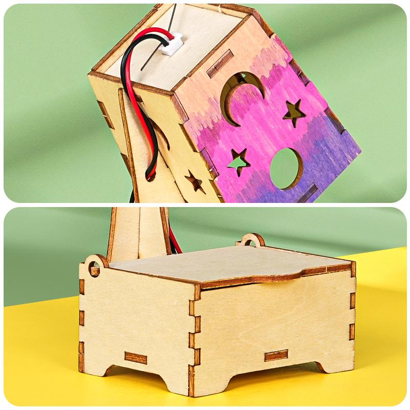 Star Bedside Lamp: Handmade DIY Science Experiment Night Light for Kids, Wooden Teaching Aids Model
