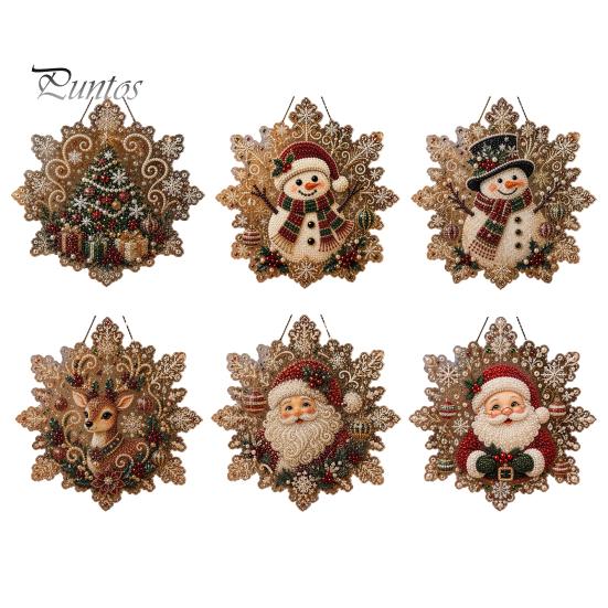 Festive Home Decor Accents Christmas Faux Pearl Art Hanging Ornament Kit, DIY Beads Painting Craft Kits for Adults Suncatcher, Snowflake Shape Acrylic