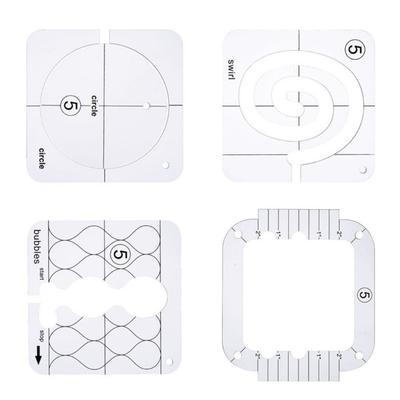 4 Stück Freemotion Quilting Lineal Klares Acryl Quiltschablonen Quilterlineale Nähmaschine Patchwork Quilting Lineal