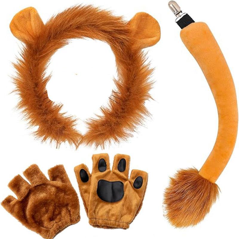 Kinder Jungen Mädchen Tier Löwe Cosplay Kostüme Ohren und Schwanz Stirnband Rock Set Zubehör Halloween Karneval Party Verkleidung