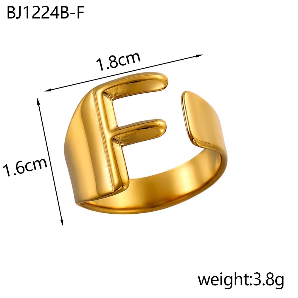 CARLIDANA Designer Initial Letters Alphabet Waterproof Gold Plated Non Tarnish Stainless Steel Fashion Jewelry Rings for Women