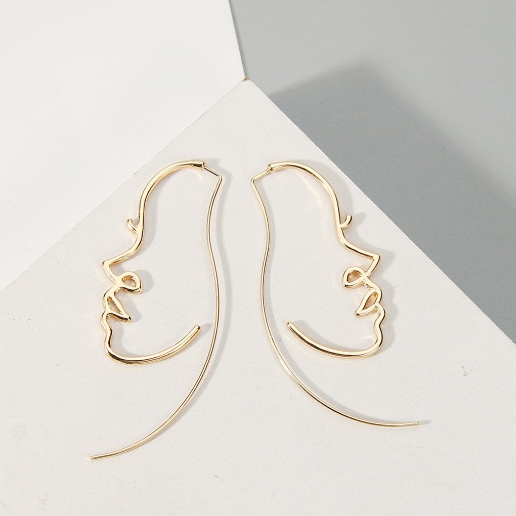1 Pair Women Girls Abstract Face Earrings Wire Drop Dangle Personality Earrings Jewelry