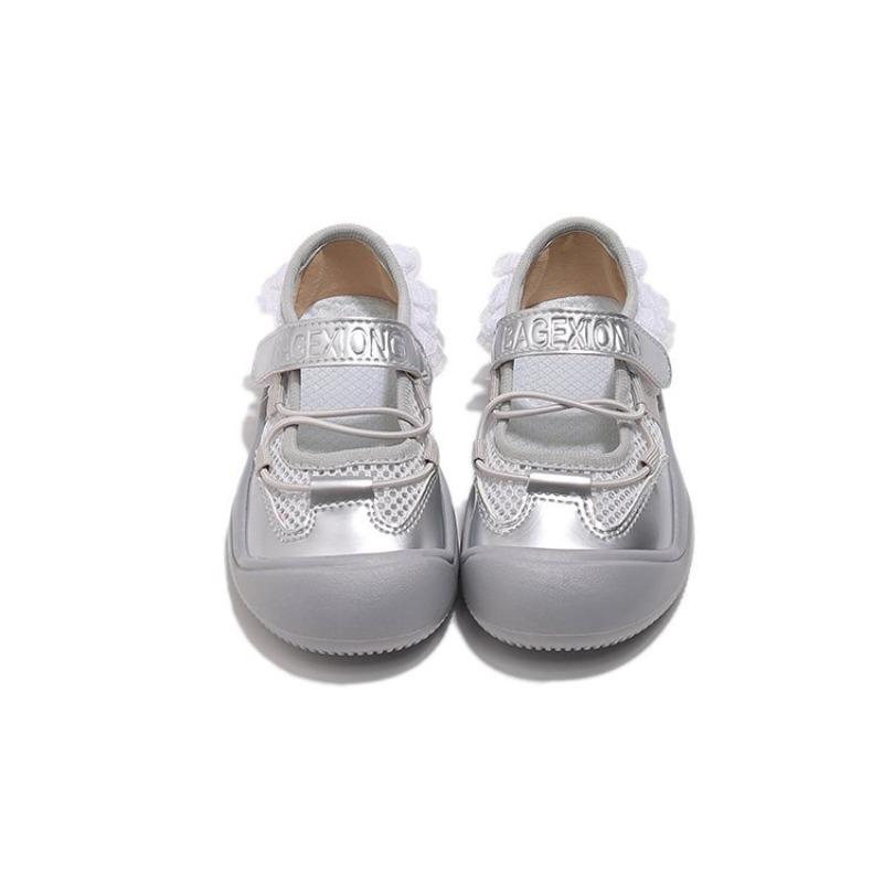 Summer Girls Ballet Style Sports Sandals, Breathable Mary Jane Dad Shoes Soft Sole with Hook-and-Loop for Kids