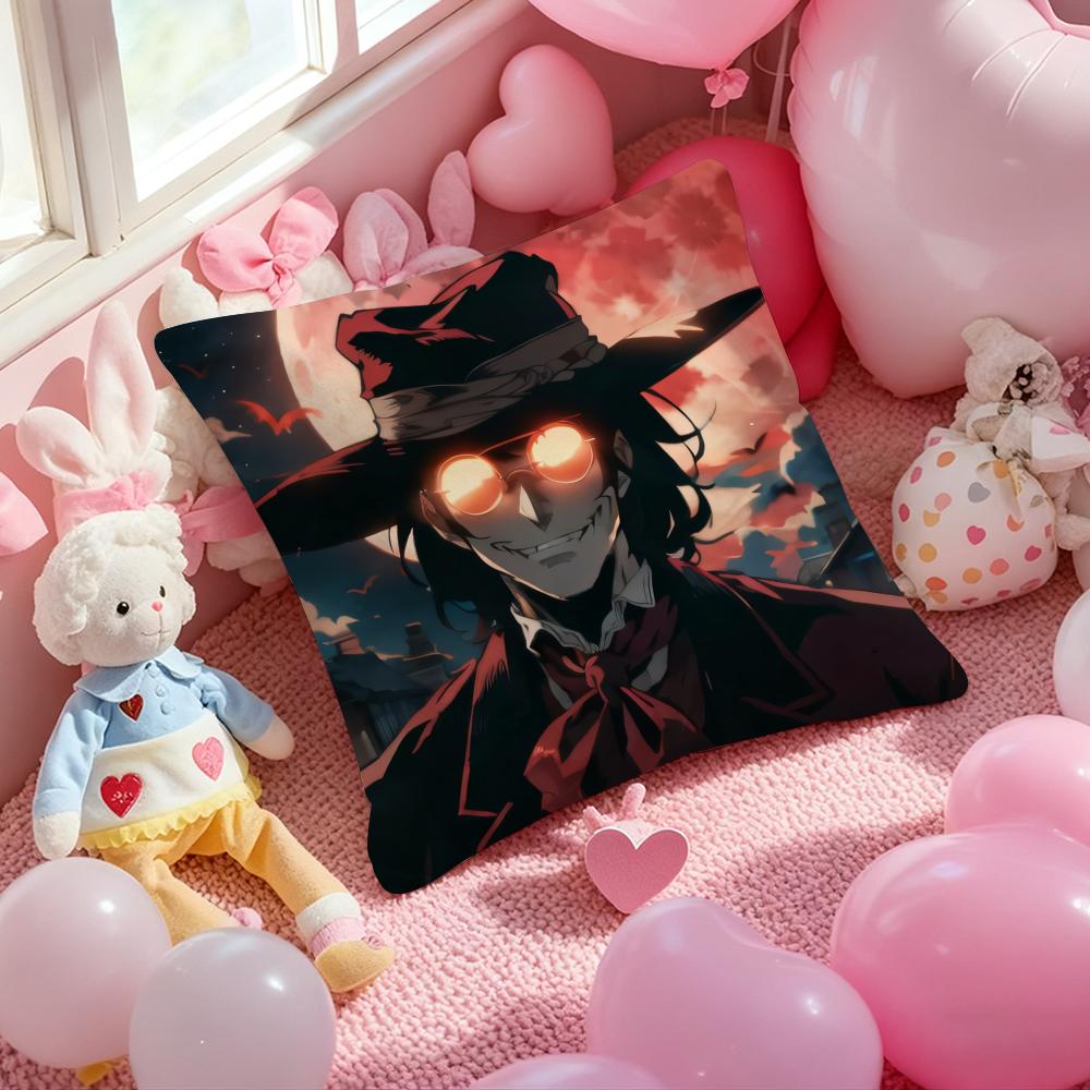 Anime Hellsing Cushion Cover Pattern Printed Pillowcase For Living Room Sofa Cushion Cover Bedroom Decor