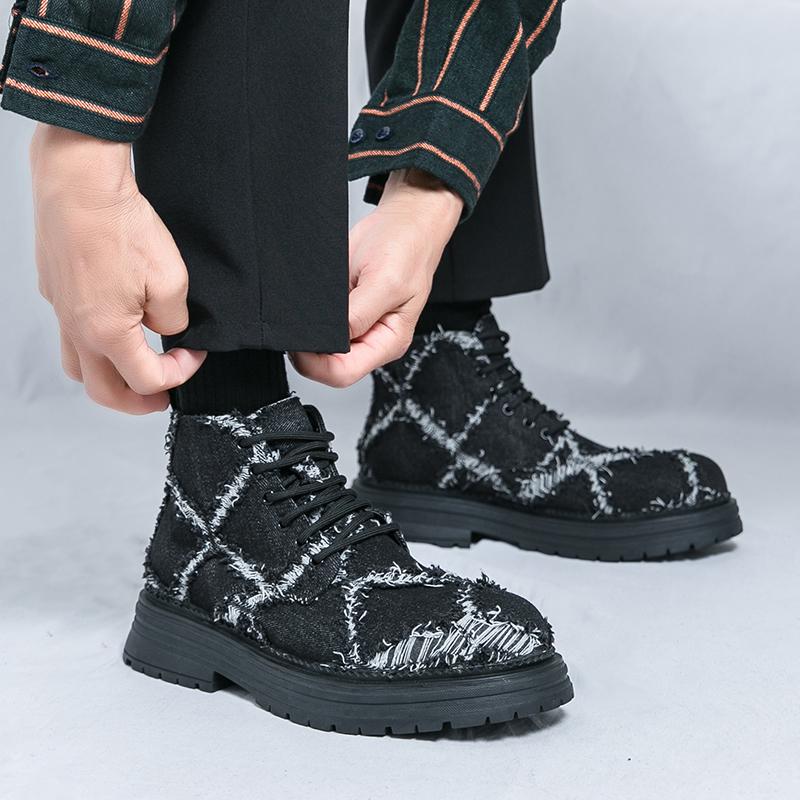 Fashion High top casual men's shoes Trendy  design styles Leisure Outdoor Party Daily Youth Office Plus Size Denim boots 38-45